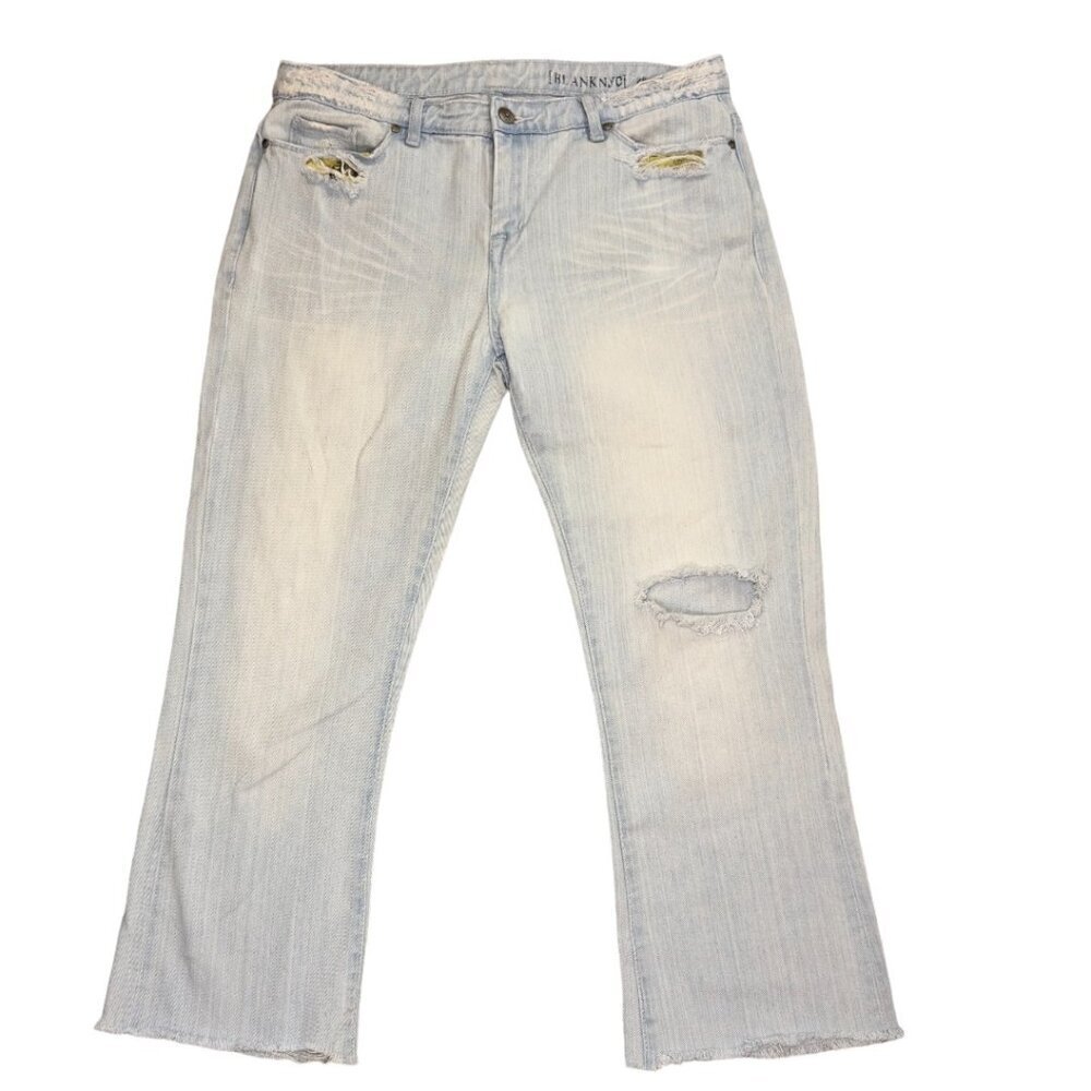 Blank NYC Women's Light Wash High Rise Cropped Distressed Denim Jean Size 28